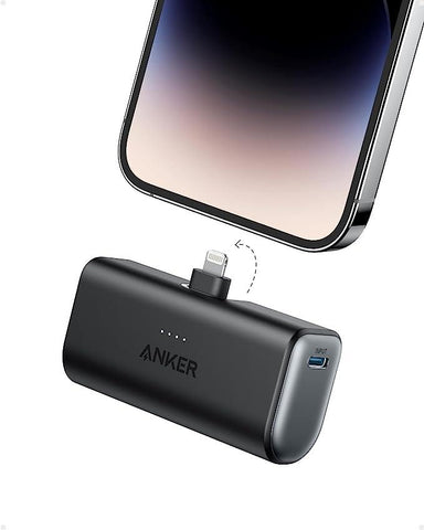 Anker Portable Charger with Built-in Lightning Connector, MFi Certified, Battery Pack 5,000mAh 12W, Compatible with iPhone 14/14 Pro / 14 Plus / 14 Pro Max, iPhone 13 and 12 Series (Black)