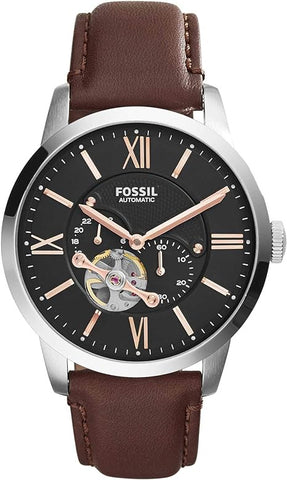 Fossil Townsman Men Black Dial Leather Band Automatic Watch - Me3061, Brown Band, Analog Display