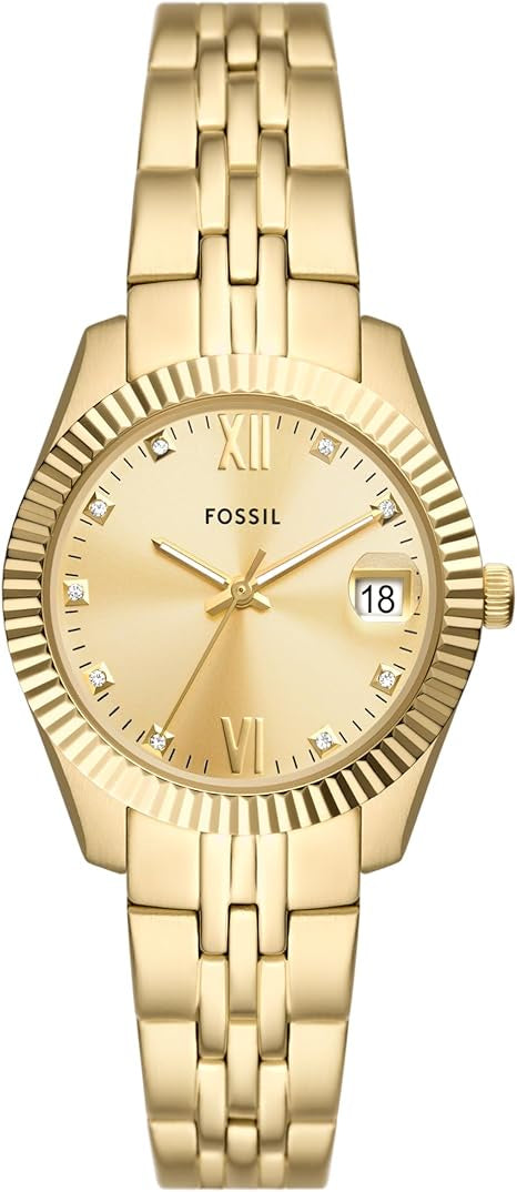 Fossil Women's Scarlette Mini Quartz Stainless Steel Three-Hand Watch, Color: Gold/Gold (Model: ES5338)