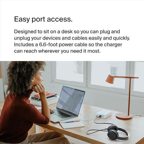 Belkin 108W GaN USB Charging Station for Multiple Devices, 2 USB Type C and 2 USB A Fast Desktop Charger Dock Hub for MacBook, Pro, Air, iPhone, Pro, Max, Mini, iPad Pro, Air, Galaxy and More