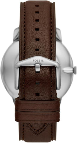 Fossil Men's Minimalist Quartz Stainless Steel Watch and Bracelet Gift Set, Color: Silver/Brown Bracelet Set (Model: FS6019SET)