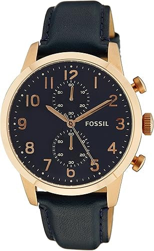 Fossil Townsman Men's Blue Dial Leather Band Chronograph Watch - Fs4933, Analog Display