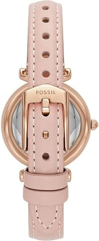 Fossil ES5268 Carlie Three-Hand Blush Eco Leather Analog Watch for Women, 28 mm Size, Pink