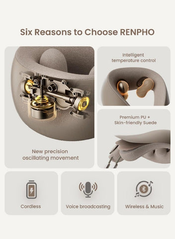 RENPHO RENPHO Neck Massager with Heat [2025 Upgraded], 6D Cordless Neck Massager for Pain Relief Deep Tissue, Kneading Neck Massage, Portable Heated Neck Massager, Gifts for Women Men Mom Dad | Best Price UAE | Dubai, Abu Dhabi