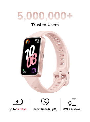 Band 10 Smartwatch, Compatible with iOS Android, Emotional Wellbeing Assistant, Fast Charging And Robust Battery Life, Comfortable Wearing, Pro-Level Sleep Analysis, Pink
