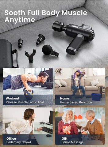 RENPHO RENPHO Thermacool Massage Gun Deep Tissue with Heat and Cold Head, Handheld Muscle Massager with Carry Case, Body Masajeadorfor Home Office Workout, Black | Best Price UAE | Dubai, Abu Dhabi