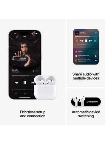 AirPods 4 ANC Wireless Earbuds, Bluetooth Headphones, with Active Noise Cancellation, Adaptive Audio, Transparency Mode, Personalized Spatial Audio, USB-C Charging Case, Wireless Charging, H2 Chip White