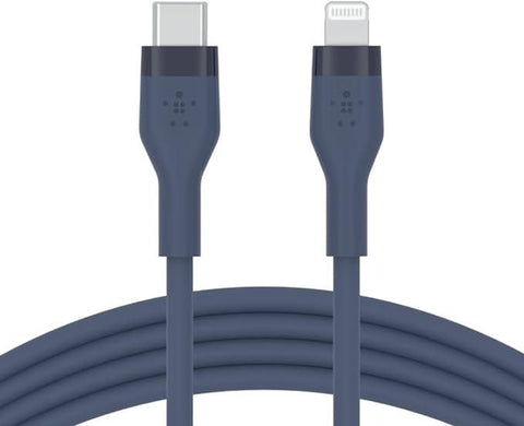 Belkin Boostcharge Flex Silicone Usb Type C To Lightning Cable (1M/3.3Ft), Mfi Certified 20W Fast Charging Pd Power Delivery For Iphone 13, 12, 11, Pro, Max, Mini, Se, Ipad And More – Blue