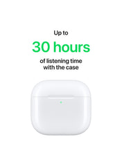AirPods 4 Wireless Earbuds, Bluetooth Headphones, Personalized Spatial Audio, Sweat and Water Resistant, USB-C Charging Case, H2 Chip, Up to 30 Hours of Battery Life, Effortless Setup For IPhone White