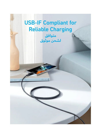Anker USB-C To USB-C Cable 60W, 0.9 Meters, For Devices With USB-C Port, 322 Black | Best Price UAE | Dubai, Abu Dhabi