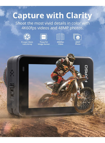 AKASO Brave 8 4K60FPS Action Camera with 48MP Photo, Touch Screen, and Waterproof Design