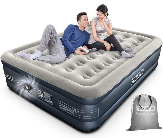 iDOO iDOO Air Bed Inflatable Double Mattress with Built-in Electric Pump, 152 x 203 x 46CM Queen, 3 Mins Quick Self-Inflation/Deflation Air Mattress, Portable Blow Up Bed for Camping Travel Home, 295kg MAX | Best Price UAE | Dubai, Abu Dhabi