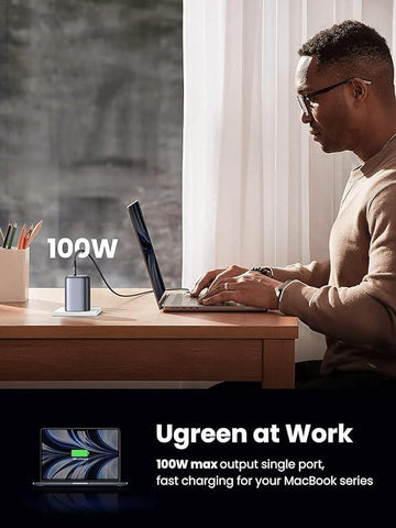 UGREEN CD226-40749B PD 100W GANA 3USB C1xUSB-A Output 100W Max in C1 or C2 UK Plug - Black