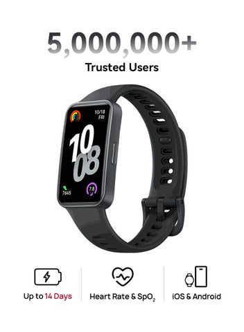 HUAWEI Band 10 Smartwatch, Compatible with iOS Android, Emotional Wellbeing Assistant, Fast Charging And Robust Battery Life, Comfortable Wearing, Pro-Level Sleep Analysis, Black | Best Price UAE | Dubai, Abu Dhabi
