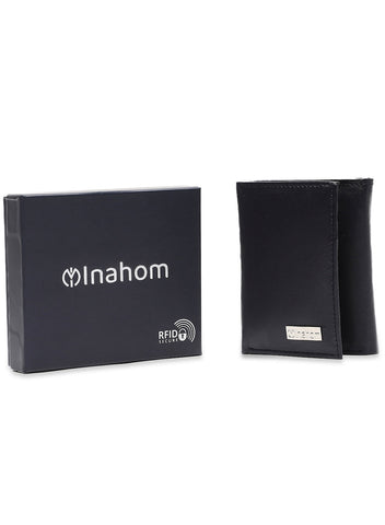 Inahom Inahom Tri-Fold Organised Wallet Flat Nappa Genuine and Smooth Leather Upper IM2021XDA0006-400-Navy Blue