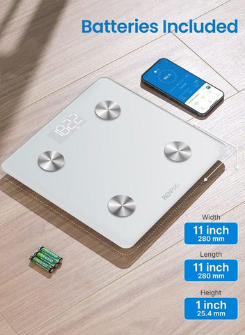 RENPHO RENPHO Smart Scale, Body Fat Scale, Digital Bathroom Scale for Body Weight, Body Composition Analysis, Highly Accurate BMI Scale with APP, 400lbs, Includes Batteries, White-Elis 1 | Best Price UAE | Dubai, Abu Dhabi