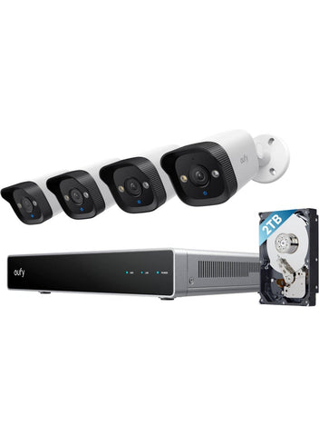 Eufy NVR Security System E40, 4K UHD, 4 Security Cameras, 122° Wide-Angle, Starlight Color Night Vision, AI-Powered Video Finder, IP67 Waterproof, Two-Way Talk, 2TB HDD Included | E8P00322