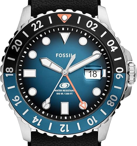 Fossil Blue Men's Dive-Inspired Sports Watch with Stainless Steel, Silicone, or Leather Band