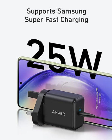 USB C Super Fast Charger, Anker 25W PD Wall Charger Fast Charging for Samsung Galaxy S21/S21+/S21 Ultra/S20/Z Flip/Note20/20 Ultra/Note10/10+/S9/S8/S10e, iPad Pro 12.9, and More (cable not included)