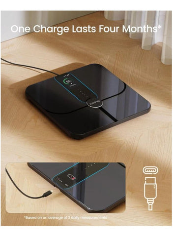 RENPHO Elis Nova Smart Scale R-A031-BK – Solar Powered Digital Bathroom Scale with Body Fat & BMI, Bluetooth Body Composition Monitor, App Sync, 400lbs Capacity