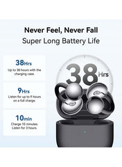 FreeClip 2 Wireless Earphones, Bluetooth Earbuds, Airy C-bridge Design, Adaptive Open-ear Listening, Crystal-clear Calls, 38 Hours Long Battery Life, Compatible with iOS & Android, IP57, Black