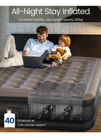 iDOO iDOO Air Bed Inflatable Double Mattress with Built-in Electric Pump, 152 x 203 x 46CM Queen, 3 Mins Quick Self-Inflation/Deflation Air Mattress, Portable Blow Up Bed for Camping Travel Home, 295kg MAX | Best Price UAE | Dubai, Abu Dhabi