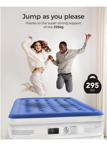 iDOO iDOO Inflatable Mattress with Inflation and Deflation Pump in Just 3 Minutes, for Home, Travel and Camping, 203 x 152 x 46 cm, Maximum Weight: 295 kg (Double Bed), Blue | Best Price UAE | Dubai, Abu Dhabi