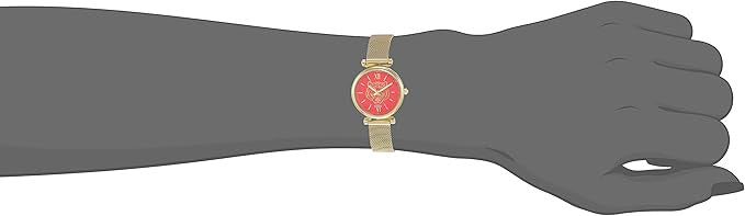 Fossil Carlie Analog Red Dial Women's Watch-ES5155, Gold