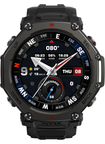 800 mAh Amazfit T-Rex 3 Pro Outdoor Smartwatch 48 mm Sapphire AMOLED Display, Titanium Bezel, Dual Band GPS, Offline Maps, 25 Day Battery, Integrated Torch, 10 ATM, 180+ Sports Modes for Android & iPhone Tactical Black