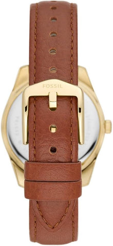 Fossil Women's Analogue Quartz Watch with Leather Strap ES5184, Brown, strap