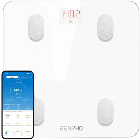Renpho Smart Body Scale, 13 Key Body Composition Indexes, 4 High Precision Sensors, BIA Technology, 4 High Sensitivity Electrodes, Tempered Glass, White | ES-26M-WH Buy, Best Price in UAE, Dubai, Abu Dhabi, Sharjah