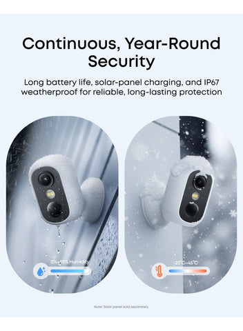 eufy Security eufyCam C35, Wireless Security Camera, Outdoor and Indoor, Magnetic Mount, Colour Night Vision, Subscription-Free On-Device Storage, IP67, Supports Solar Panel, White