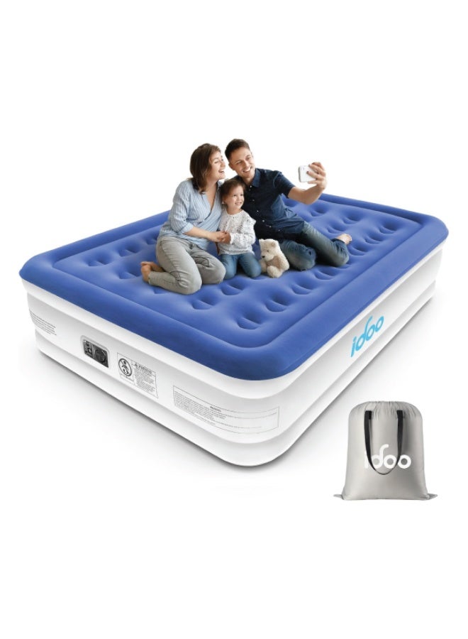 iDOO iDOO Inflatable Mattress with Inflation and Deflation Pump in Just 3 Minutes, for Home, Travel and Camping, 203 x 152 x 46 cm, Maximum Weight: 295 kg (Double Bed), Blue | Best Price UAE | Dubai, Abu Dhabi