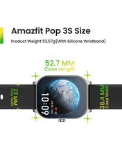 Pop 3s Ultra-large 1.96" HD AMOLED Display,Fashionable Curved & Metallic Design With Bluetooth Phone Calls Black