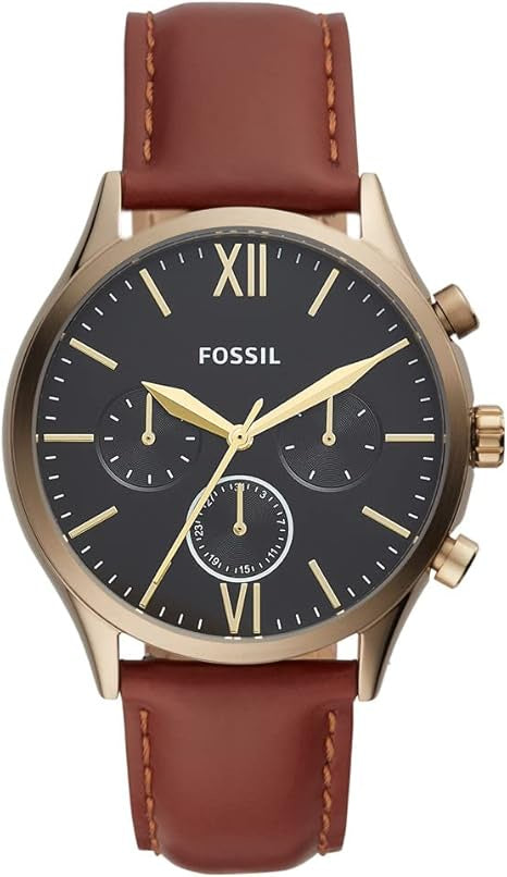 Fossil Mens Fenmore Midsize Leather Watch Bq2404, Brown