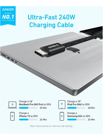 Anker Zolo USB C to USB C 240W Braided Fast Charging Cable - | Best Price UAE | Dubai, Abu Dhabi
