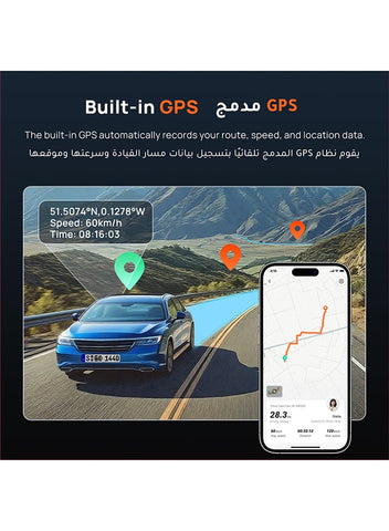 70mai A810 Lite Dash Cam, 4K Front & 1080P Rear, Night Vision, Supercapacitor, 64GB SD Card Included, GPS, 3.18" IPS Display, 24H Parking Mode (Optional)