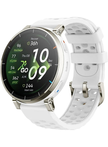 365 mAh Amazfit Active 3 Premium GPS Running Smart Watch, 1.32" AMOLED Sapphire Display, 12-Day Battery, 4GB Storage, Offline Maps, 170+ Workout Modes, 5 ATM, Heart Rate & Fitness Tracker for Android & iPhone Aero White Aero White