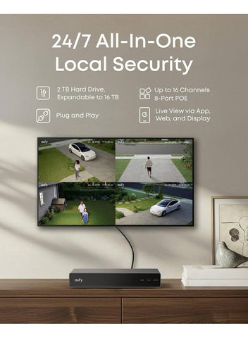 Eufy NVR Security System E40, 4K UHD, 4 Security Cameras, 122° Wide-Angle, Starlight Color Night Vision, AI-Powered Video Finder, IP67 Waterproof, Two-Way Talk, 2TB HDD Included | E8P00322