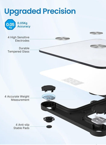 RENPHO RENPHO Smart Scale, Body Fat Scale, Digital Bathroom Scale for Body Weight, Body Composition Analysis, Highly Accurate BMI Scale with APP, 400lbs, Includes Batteries, White-Elis 1 | Best Price UAE | Dubai, Abu Dhabi