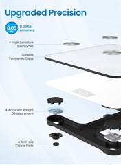 RENPHO RENPHO Smart Scale, Body Fat Scale, Digital Bathroom Scale for Body Weight, Body Composition Analysis, Highly Accurate BMI Scale with APP, 400lbs, Includes Batteries, White-Elis 1 | Best Price UAE | Dubai, Abu Dhabi