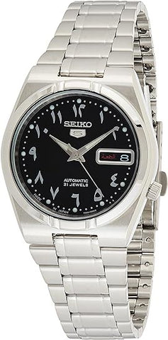 Seiko Men's Black Dial Stainless Steel Band Watch - Snk063J5, Silver Band, Analog Display, Snk063J5