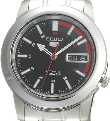 Seiko 5 Stainless Steel Black Dial Watch Men's SNKK31J1 MADE