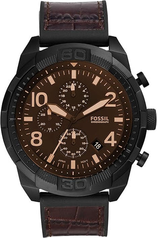 Fossil Bronson Men's Watch with Stainless Steel Bracelet or Genuine Leather Band, Chronograph or Three-Hand Analog Display