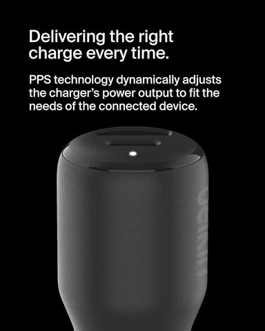 Belkin BoostCharge Dual Car Charger 42W w/Fast Charge USB-C 30W PPS & 12W USB-A Ports for Apple iPhone 15, 15 Pro, 15 Pro Max, iPhone 14 Series, iPhone 13 Series, Samsung Galaxy S23, & More - Black