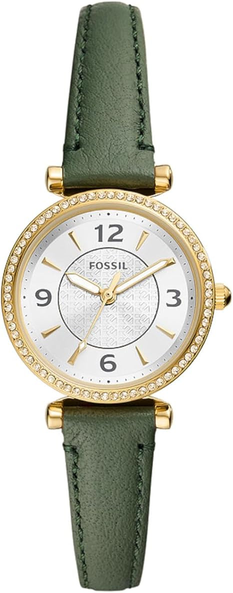 Fossil Carlie Three-Hand Green LiteHide Leather Watch - ES5298