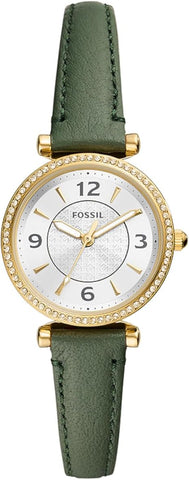 Fossil Carlie Three-Hand Green LiteHide Leather Watch - ES5298