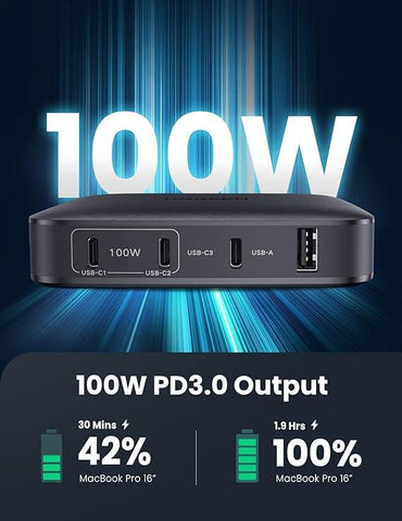 UGREEN PD 100W USB C Charger 4-Port Wall Plug Type C Fast Charge Power Adapter Desktop Charging Station for Steam Deck, HUAWEI P60, Macbook Pro/Air, iPad, iPhone 14 Pro Max/14,Galaxy S23 Ultra, etc