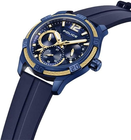 POLICE - Chokery Watch For Men Blue Dial With Blue Silicone Strap - PEWJQ0005303