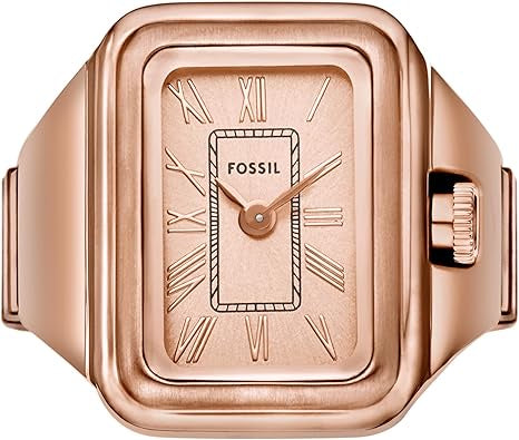 Fossil Women's Quartz Stainless Steel Two-Hand Watch Ring, Color: Rose Gold Raquel (Model: ES5345)